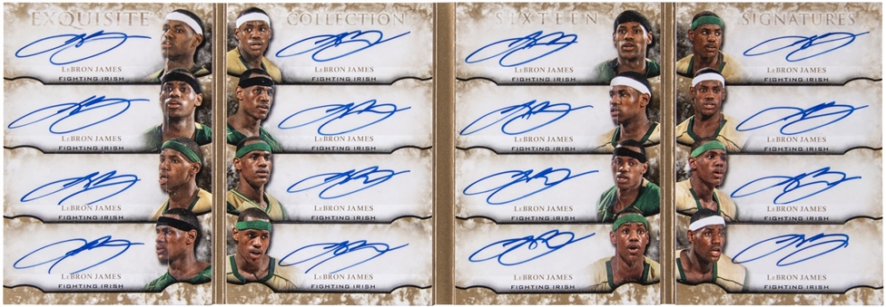 2012-13 UD "Exquisite Collection" XVI Sixteen Signatures #E16-4 LeBron James Multi-Signed Card (#1/1)